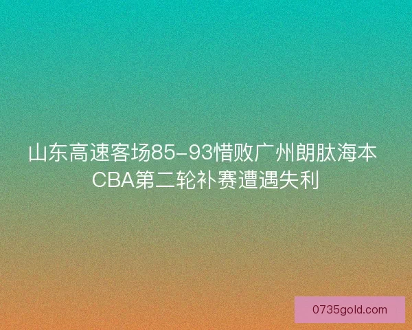 山东高速客场85-93惜败广州朗肽海本 CBA第二轮补赛遭遇失利